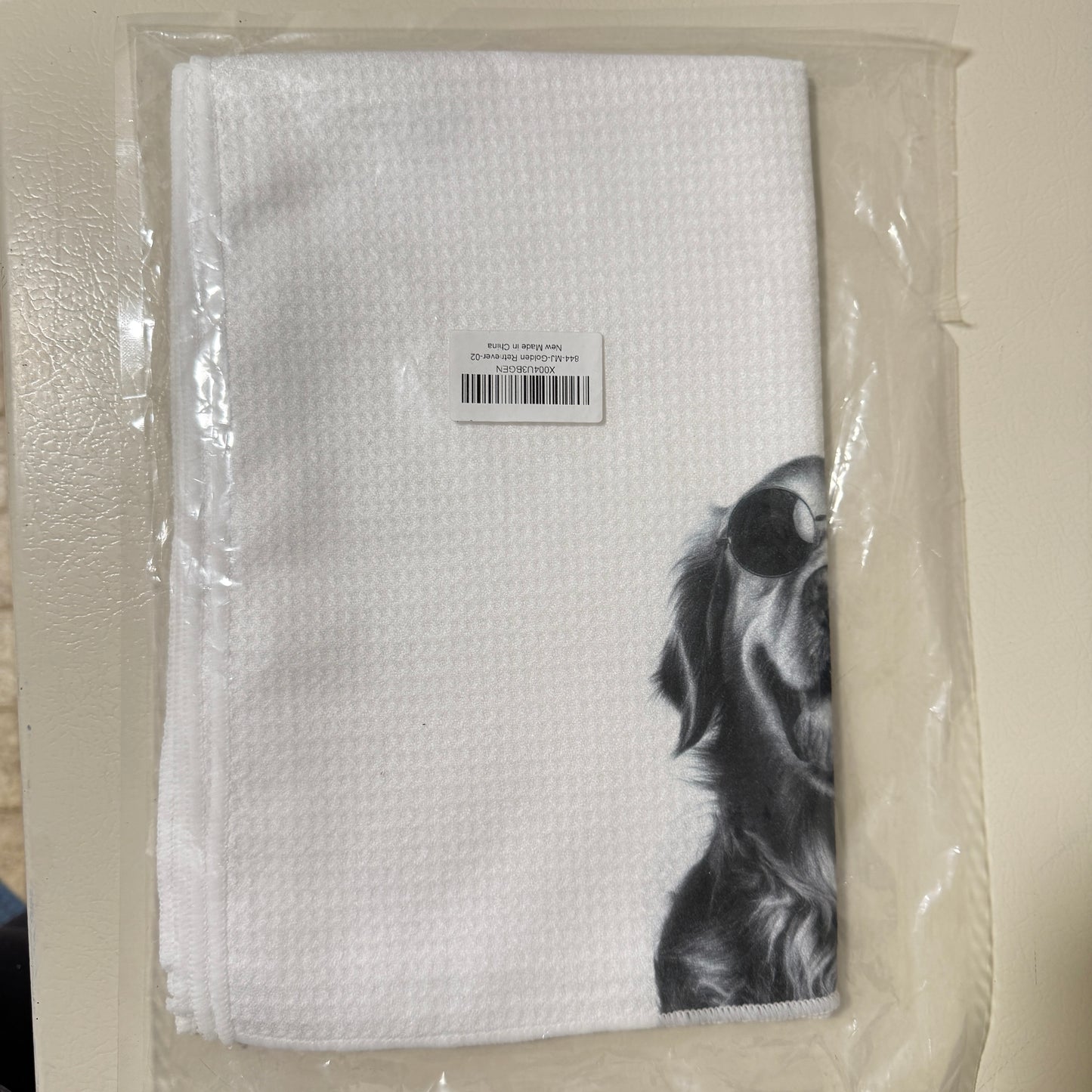 Golden Retriever Waffle Weave Kitchen Dish Towel