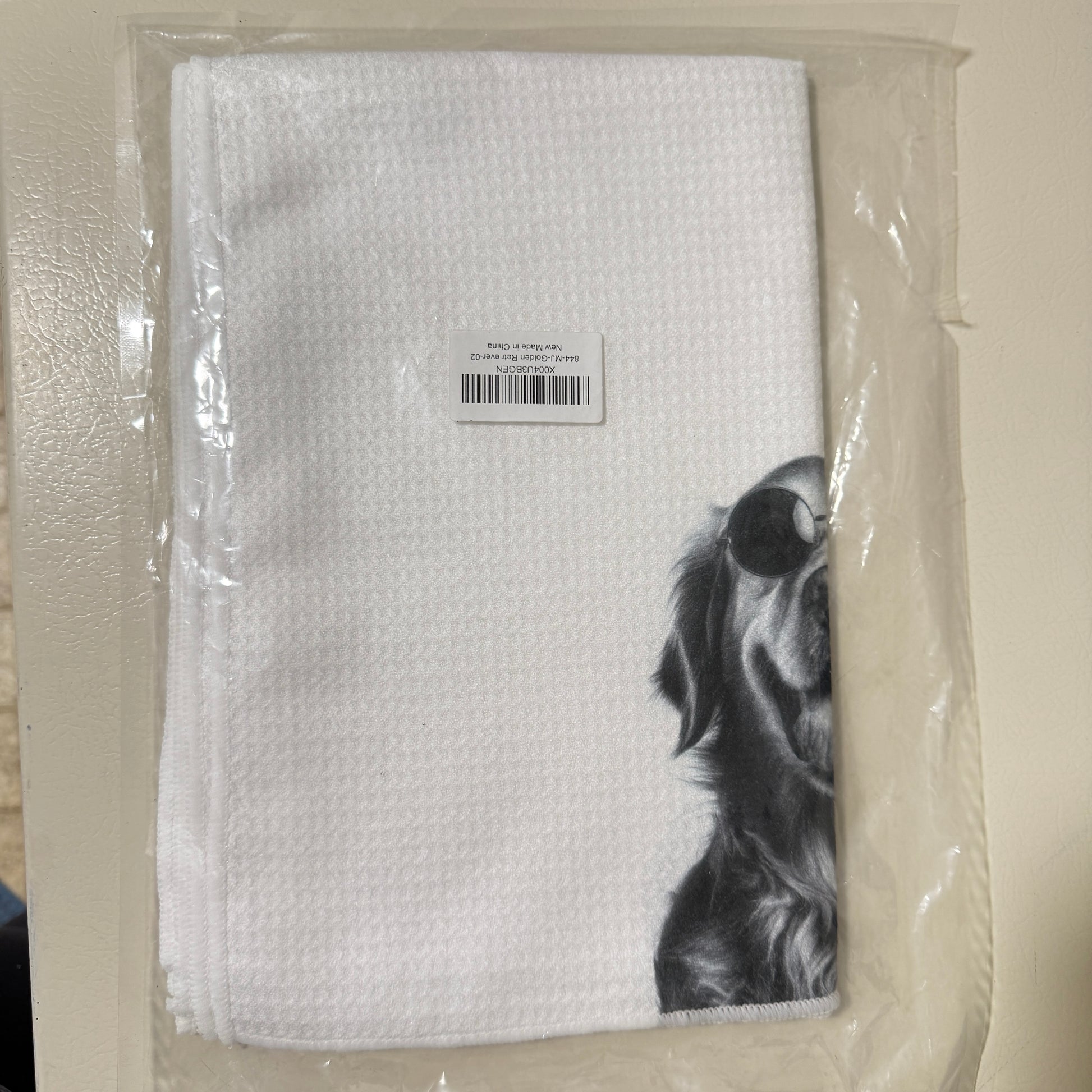 Golden Retriever Waffle Weave Kitchen Dish Towel