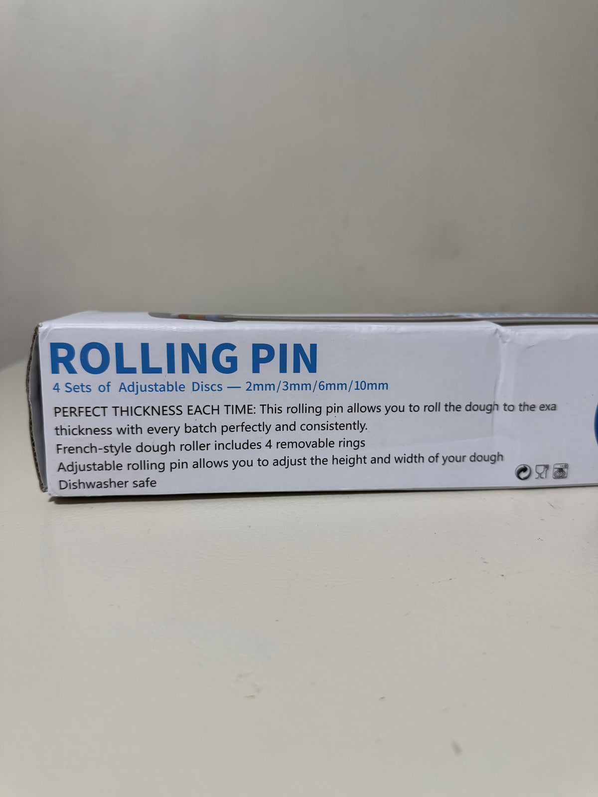 Adjustable Stainless Steel Rolling Pin 17 in with 4 Thickness Discs, Engraved Scale