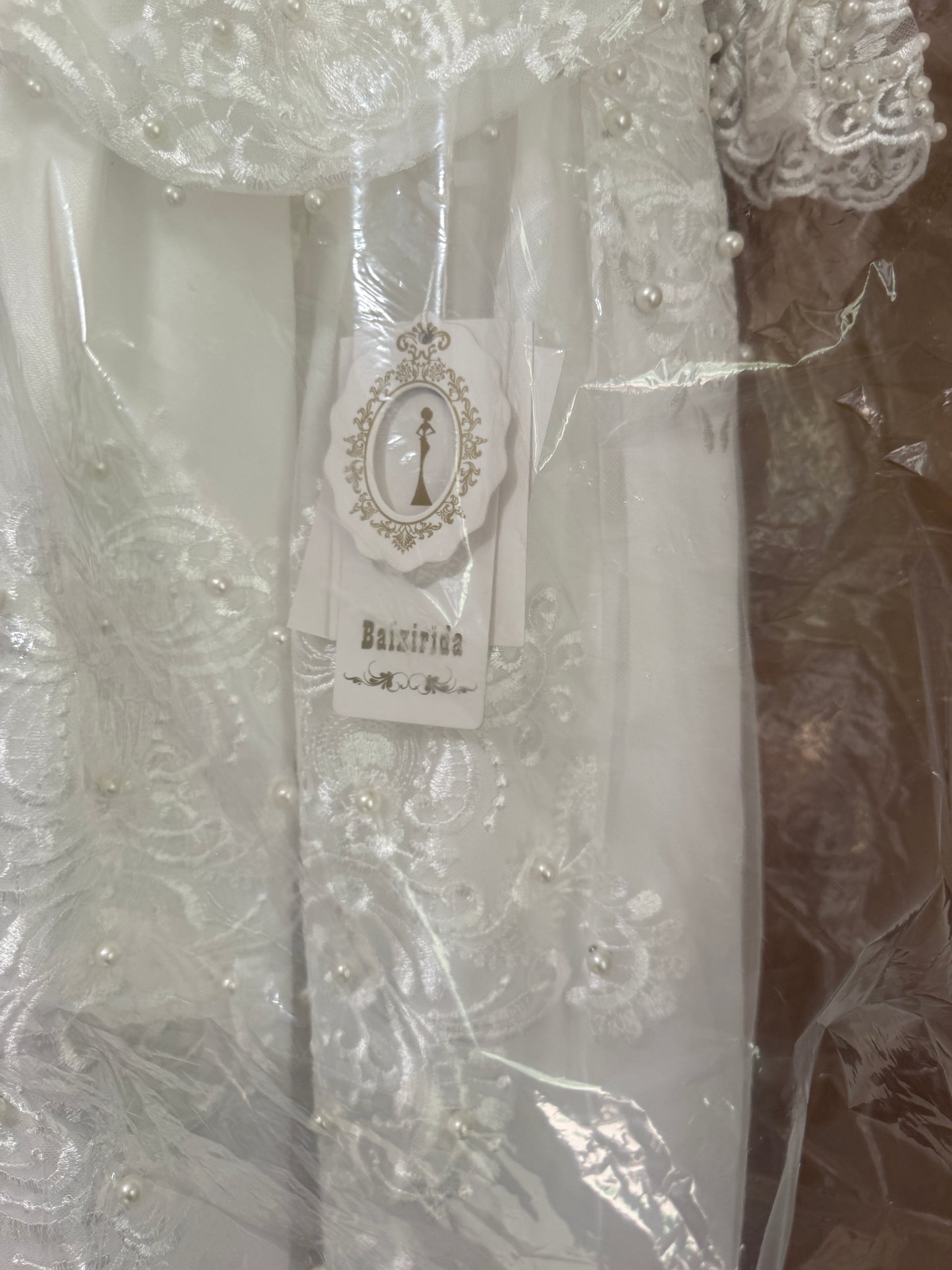 Baby Baptism Gown Full Pearl White 6M