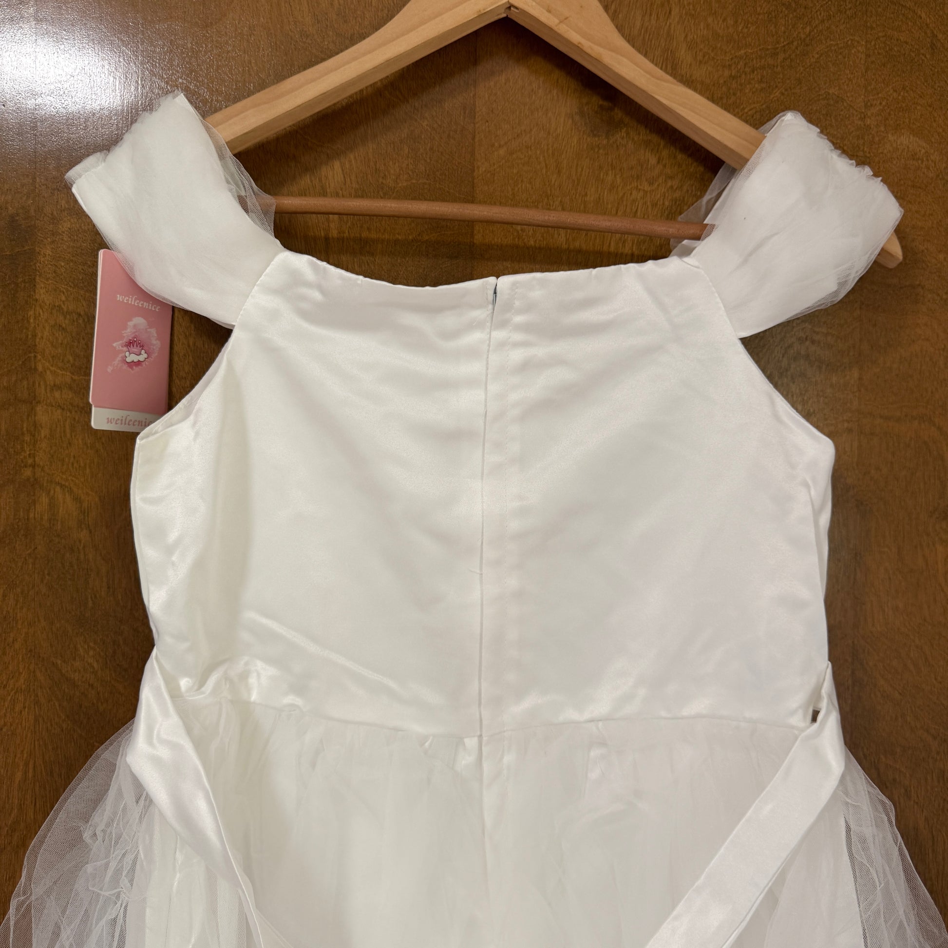 White Gold Sequin Flower Girl Party Gown Size 14
