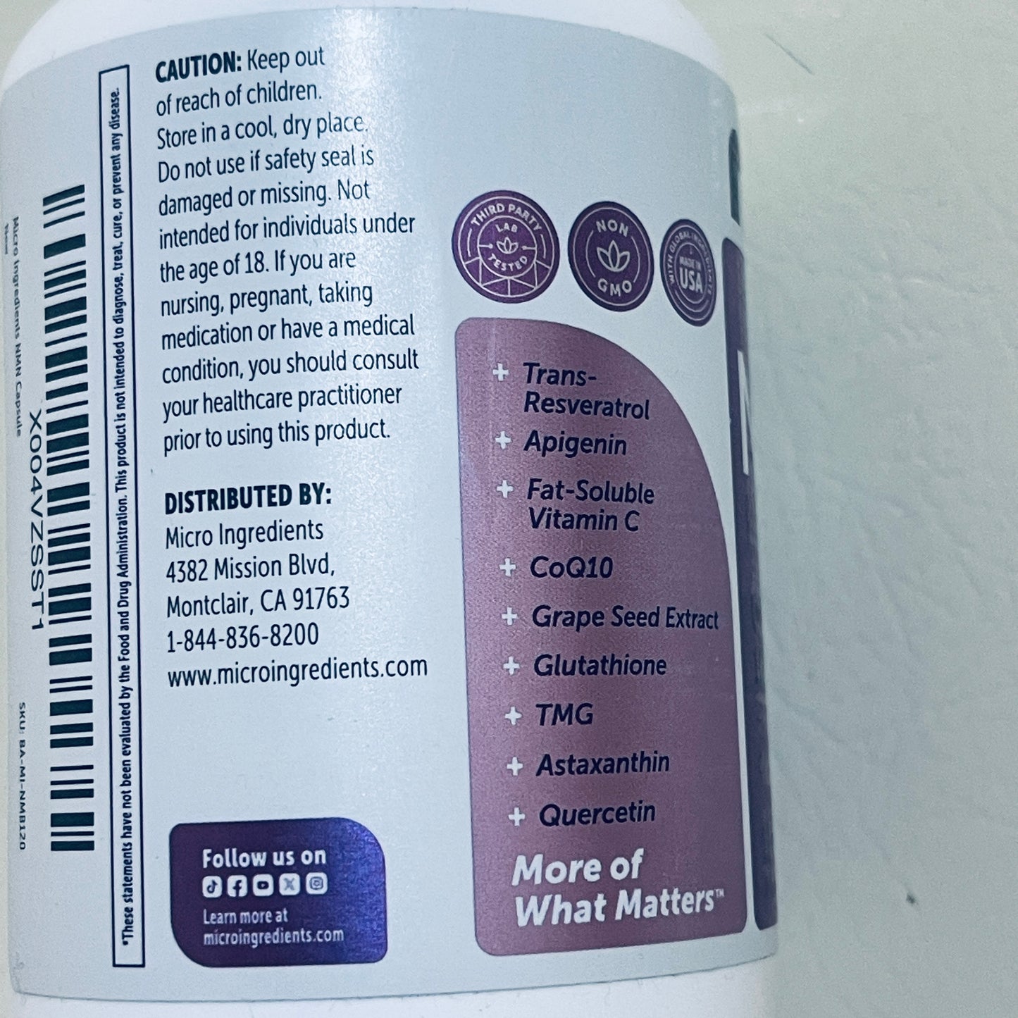 Micro Ingredients NMN Ultimate 10-in-1, 120 Vegetarian Capsules, EXP 03/2028