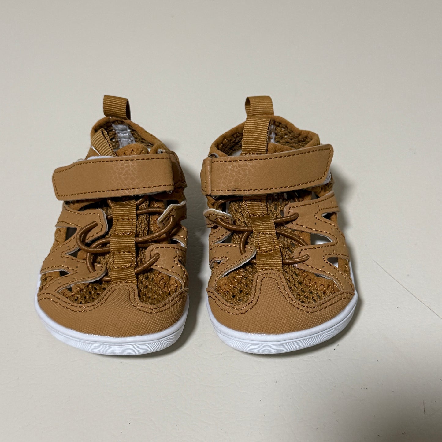 Baby/Toddler Water Sandals – Tan/Brown Mesh – Velcro Closure – Size 138 (No Brand)