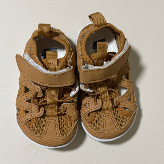 Baby/Toddler Water Sandals – Tan/Brown Mesh – Velcro Closure – Size 138 (No Brand)