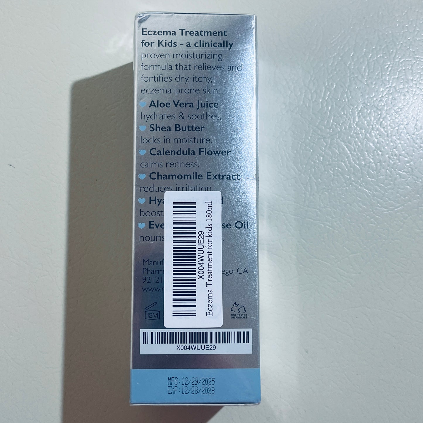 RHRI Eczema Treatment for Kids, Colloidal Oatmeal 1% Skin Protectant Cream, 6.14 oz, EXP 12/2028