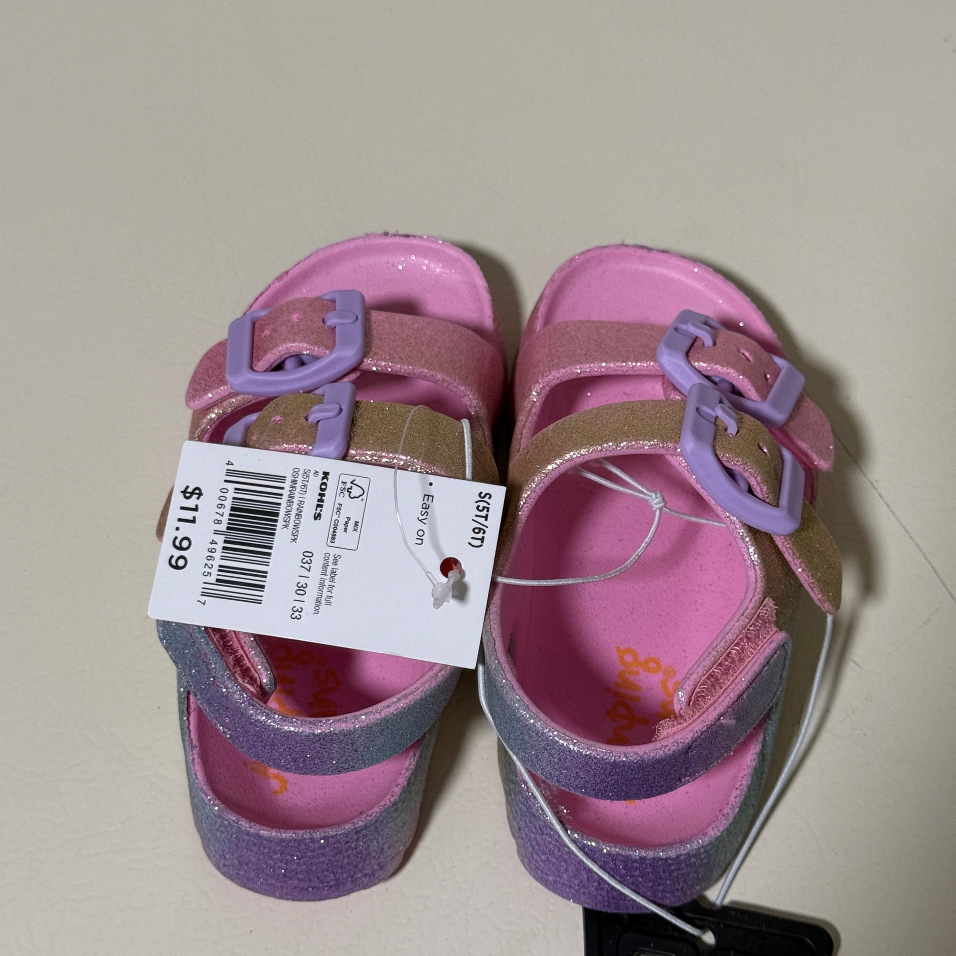 Jumping Beans Girls' Rainbow Glitter Sandals – Toddler Size 5T – NWT