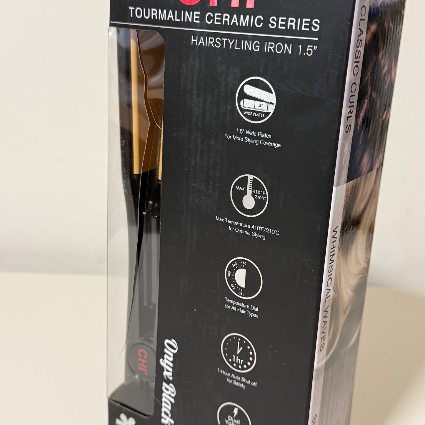 CHI Classic 1.5" Tourmaline Ceramic Flat Iron – Onyx Black – Model CA1174 – w/Thermal Mat