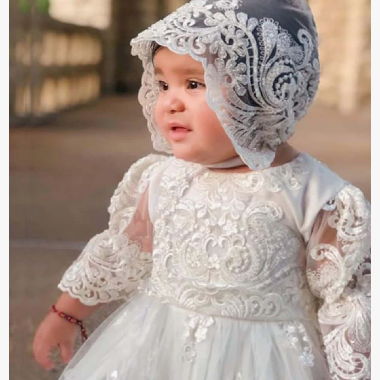 Baby Baptism Gown Full Pearl White 6M