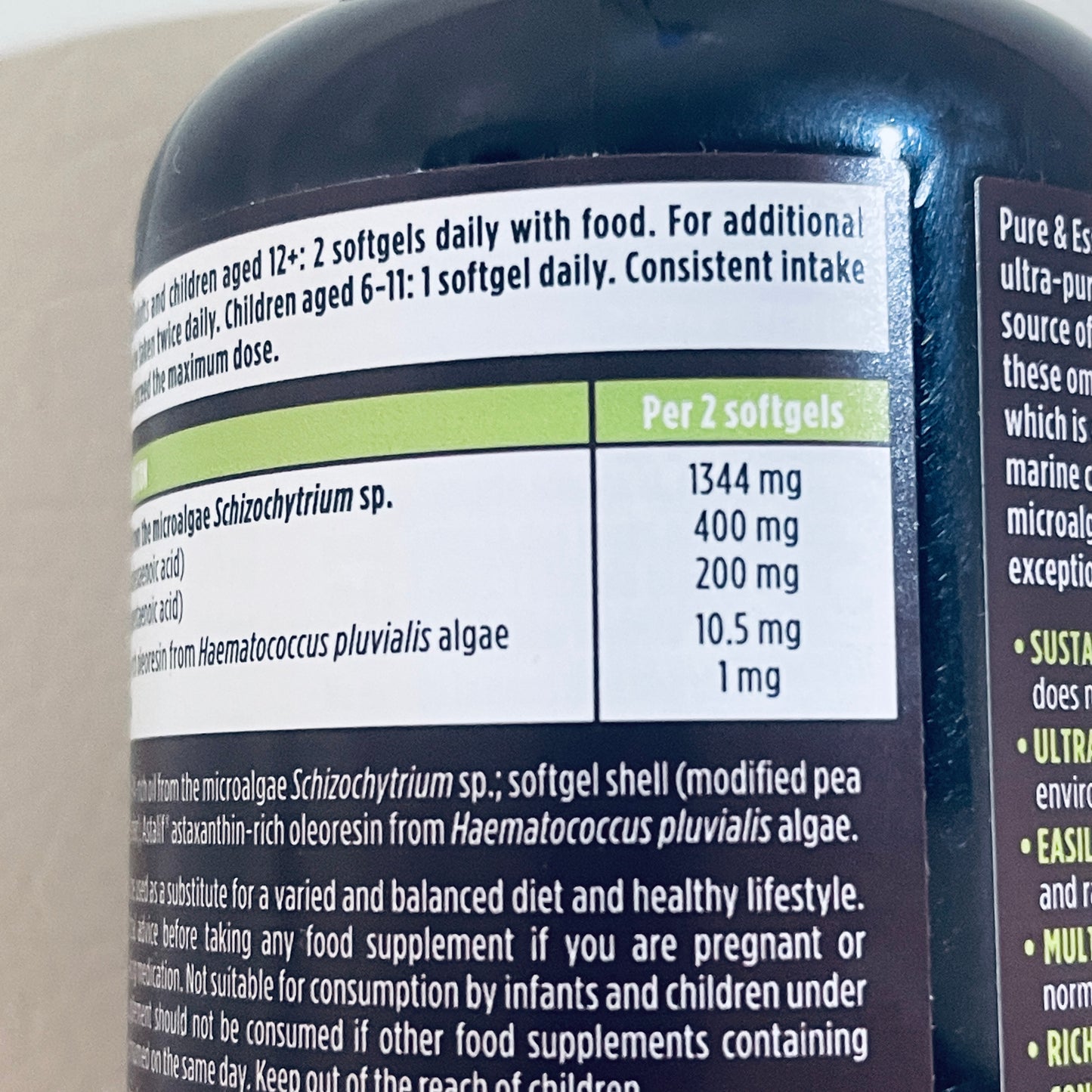 Igennus Pure & Essential Concentrated Vegan Omega-3 & Astaxanthin, 180 Softgels, BB 06/2028