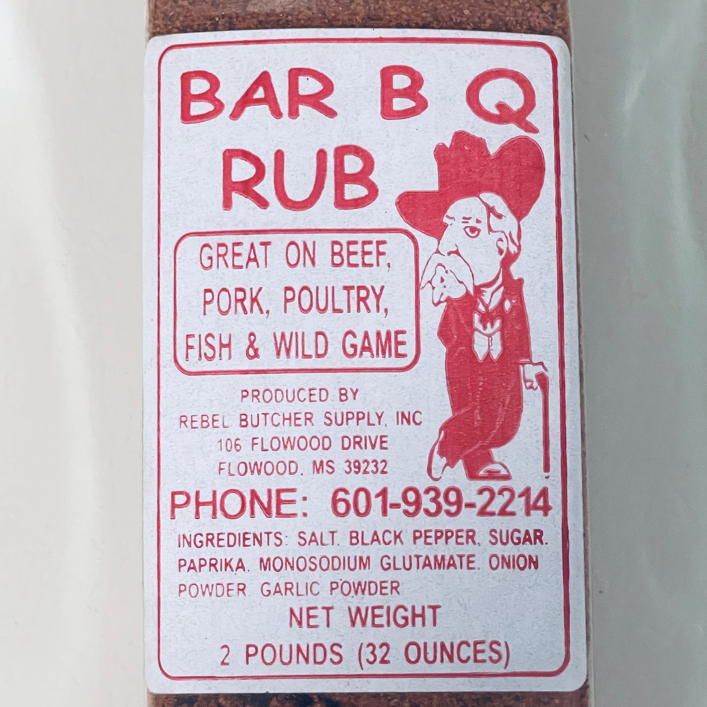 Rebel Butcher Supply BAR B Q RUB, 2 lb (32 oz)