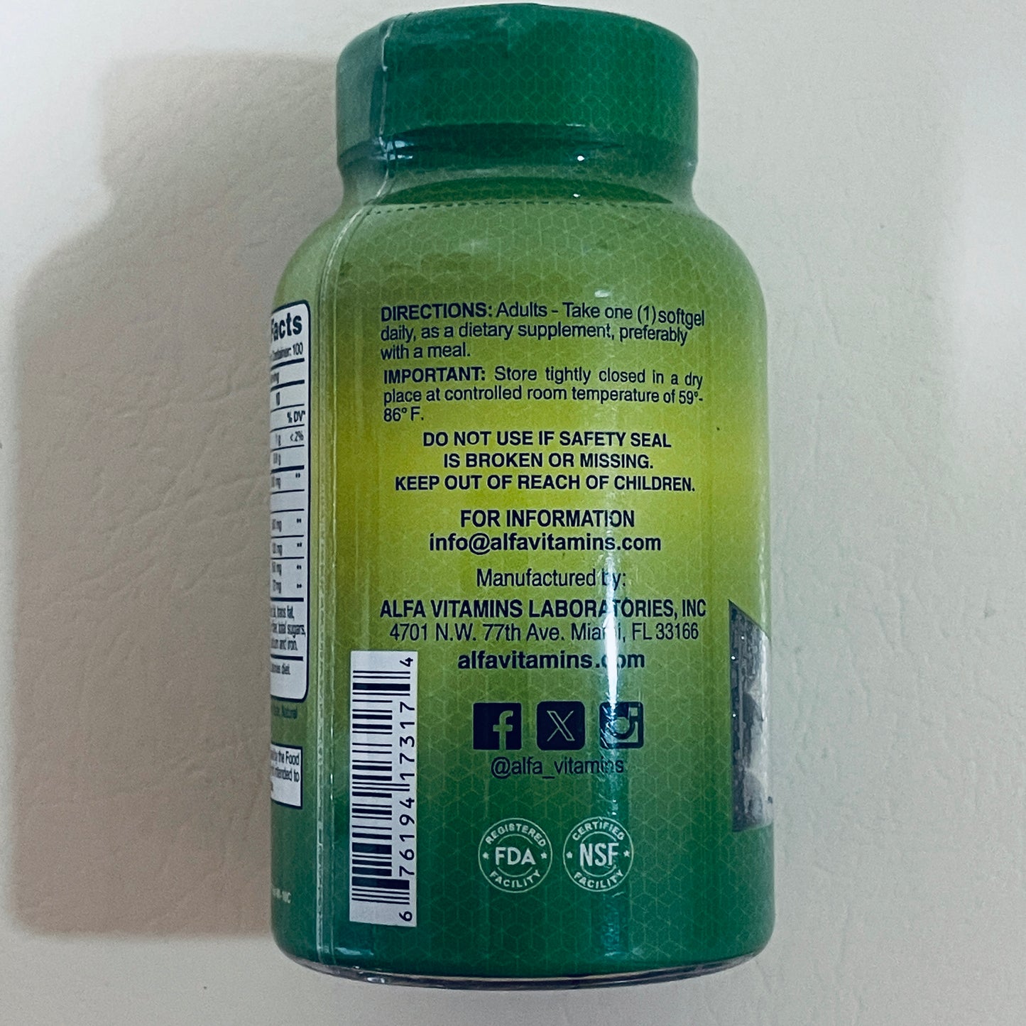 Alfa Vitamins ALFA 369 Omega 369 Flax Oil 1000 mg, 100 Softgels, EXP 04/2029