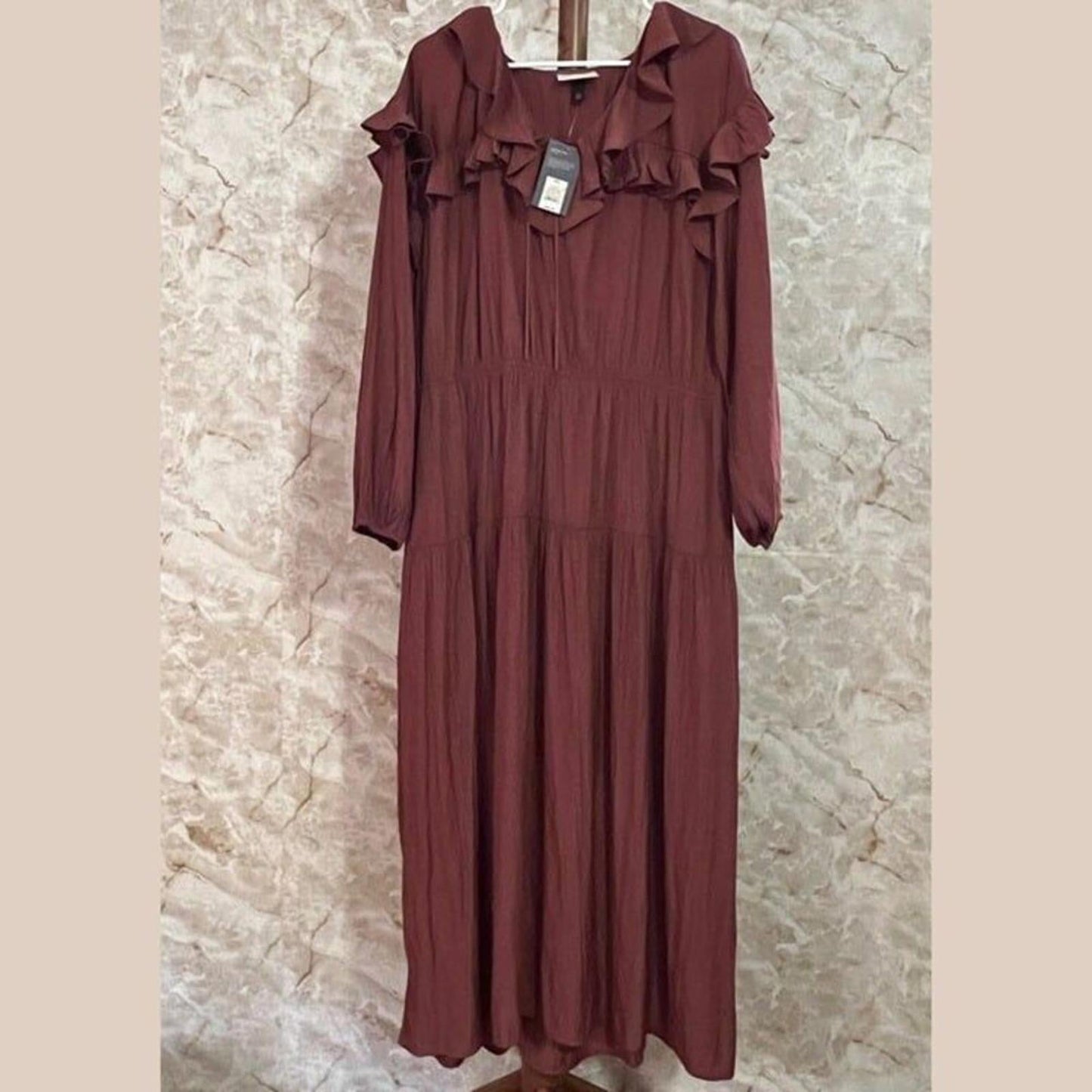 Universal Thread Maxi Dress Long Sleeve Ruffle Maxi A-Line Dress