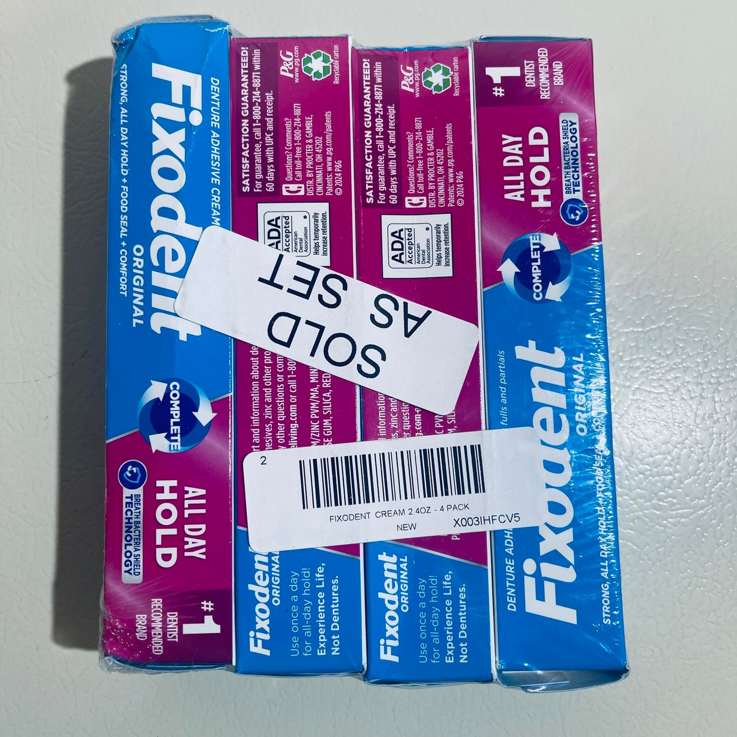 Fixodent Original Denture Adhesive Cream, All Day Hold, 2.4 oz, 4 Pack