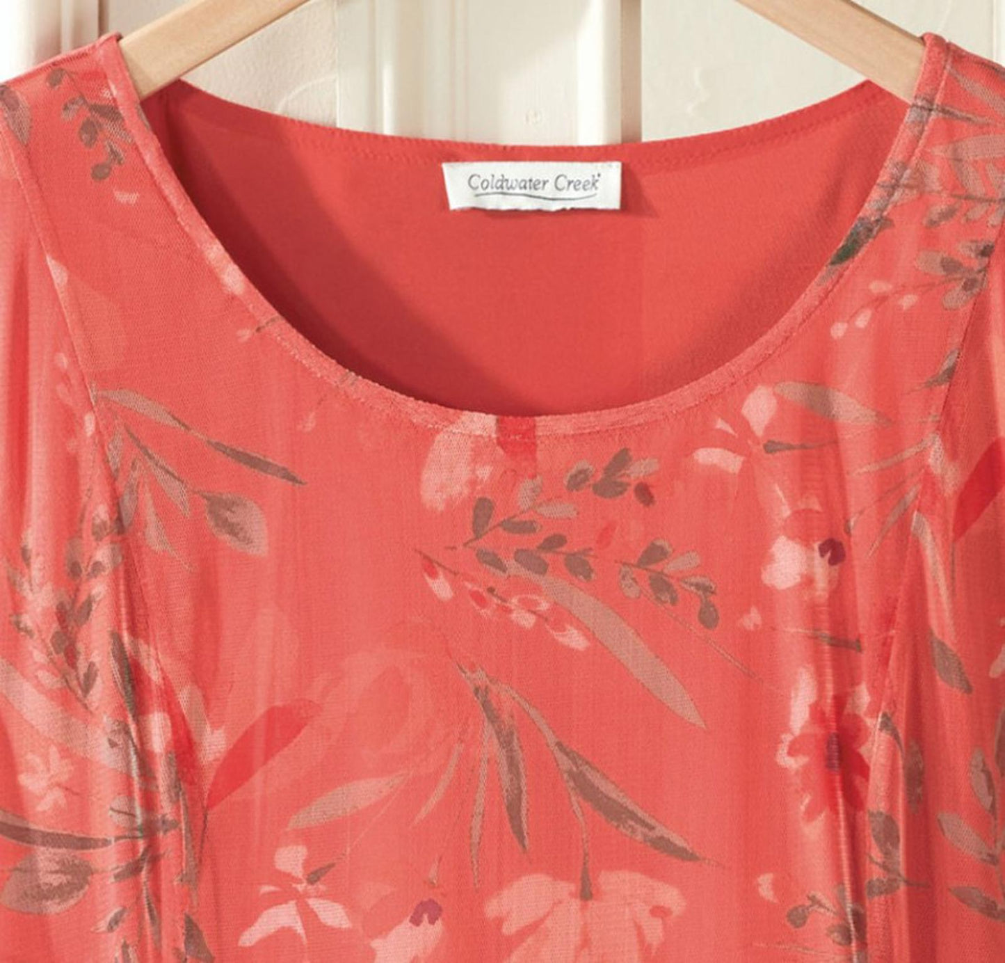 Coldwater Creek Coral Floral Maxi Dress
