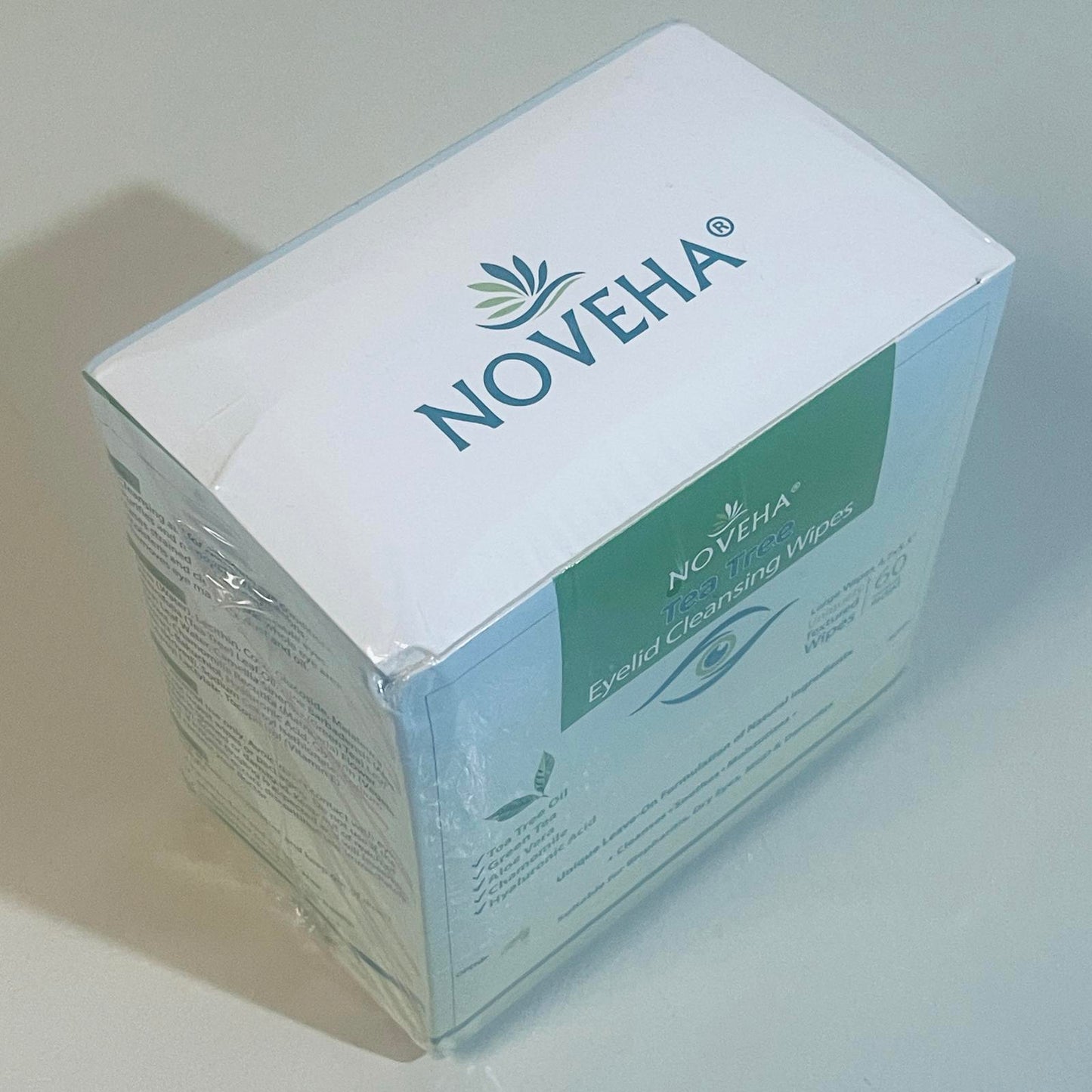 NOVEHA Tea Tree Eyelid Cleansing Wipes - 60 Count