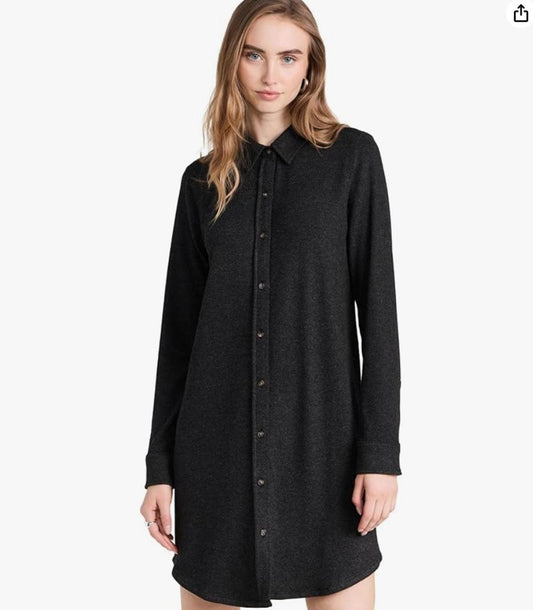Faherty Women's Legend Long Sleeve Black Shirt Sweater Dress