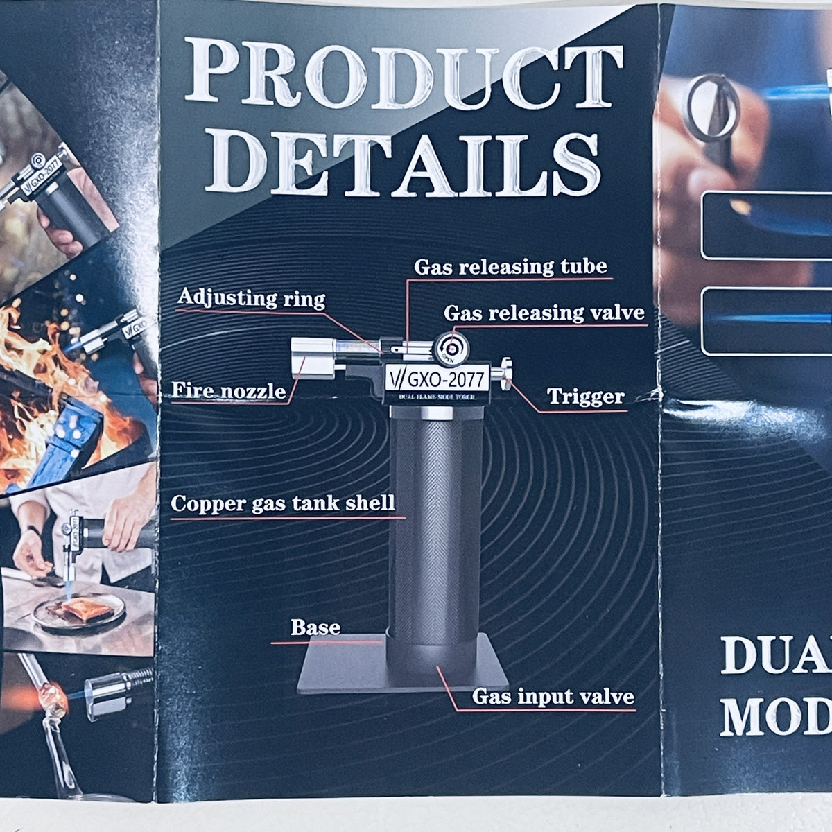 GXO-2077 Dual Flame Butane Torch Lighter with Cigar Cutter - view 13 of 17