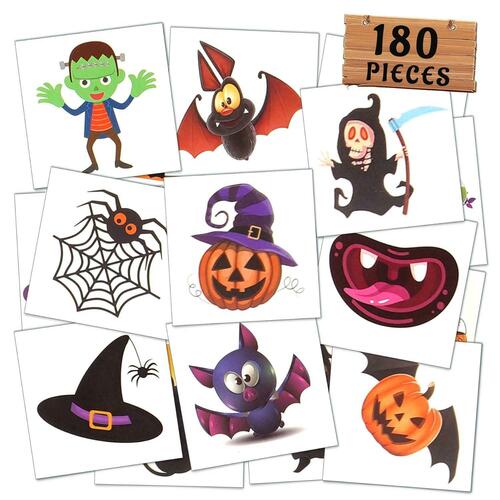 Bundle of 6 Pack Halloween Parachute Toys & 360 Halloween Temporary Tattoos