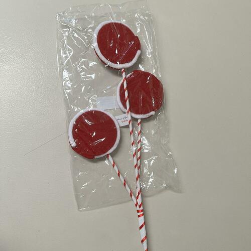 Red & White Christmas Lollipop Candy Cane Floral Spray Ornament