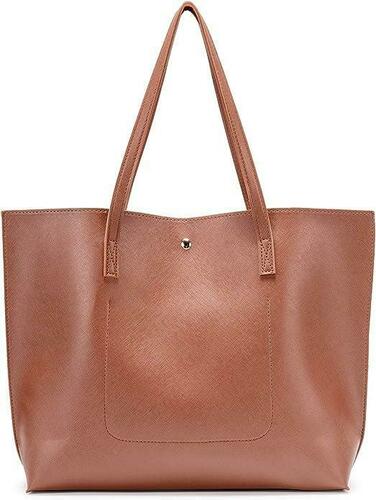 Nodykka Womens Tote Bags Satchel Handbags PU Faux Leather Shoulder Purse Brown