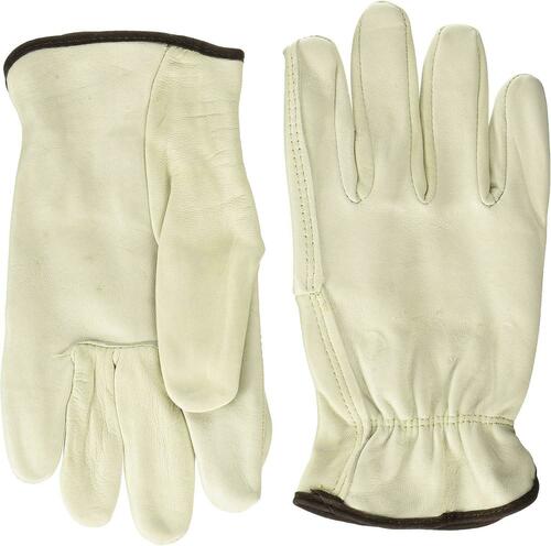 1 Pair, Cow Hide Grain Leather Drivers, Work Safety Gloves, Size Large