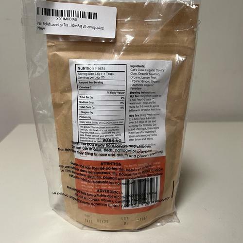 Pain Relief Ginger Lemon for Inflammation Loose Leaf Tea 20 servings (1.8 oz) - EXPIRED 8/2025