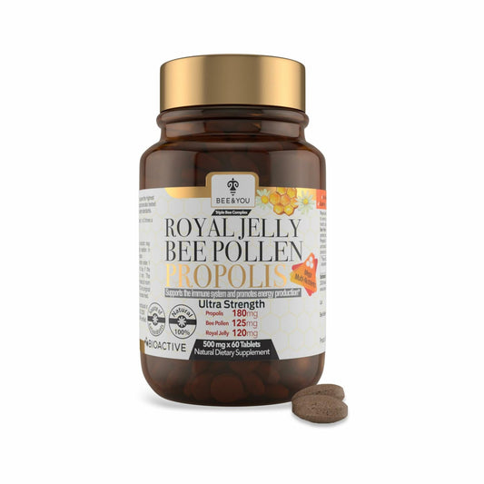 Bee and You Royal Jelly Tablet, Propolis Extract, Bee Pollen, 100% Natural  60ct EXP 12/2026