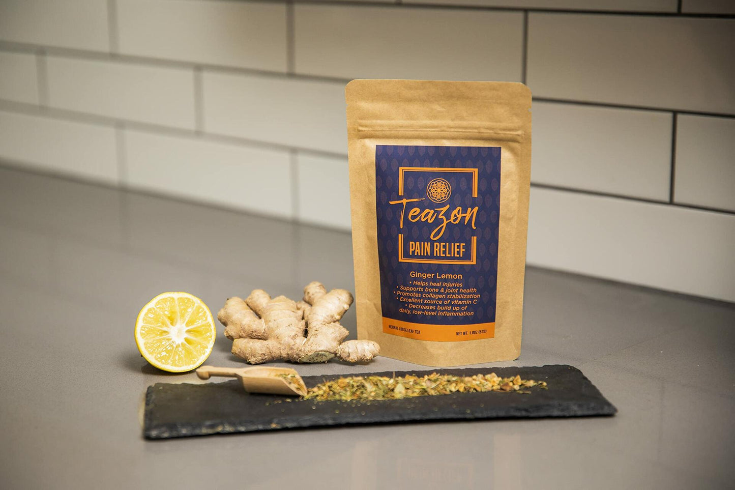 Pain Relief Ginger Lemon for Inflammation Loose Leaf Tea 20 servings (1.8 oz) - EXPIRED 8/2025