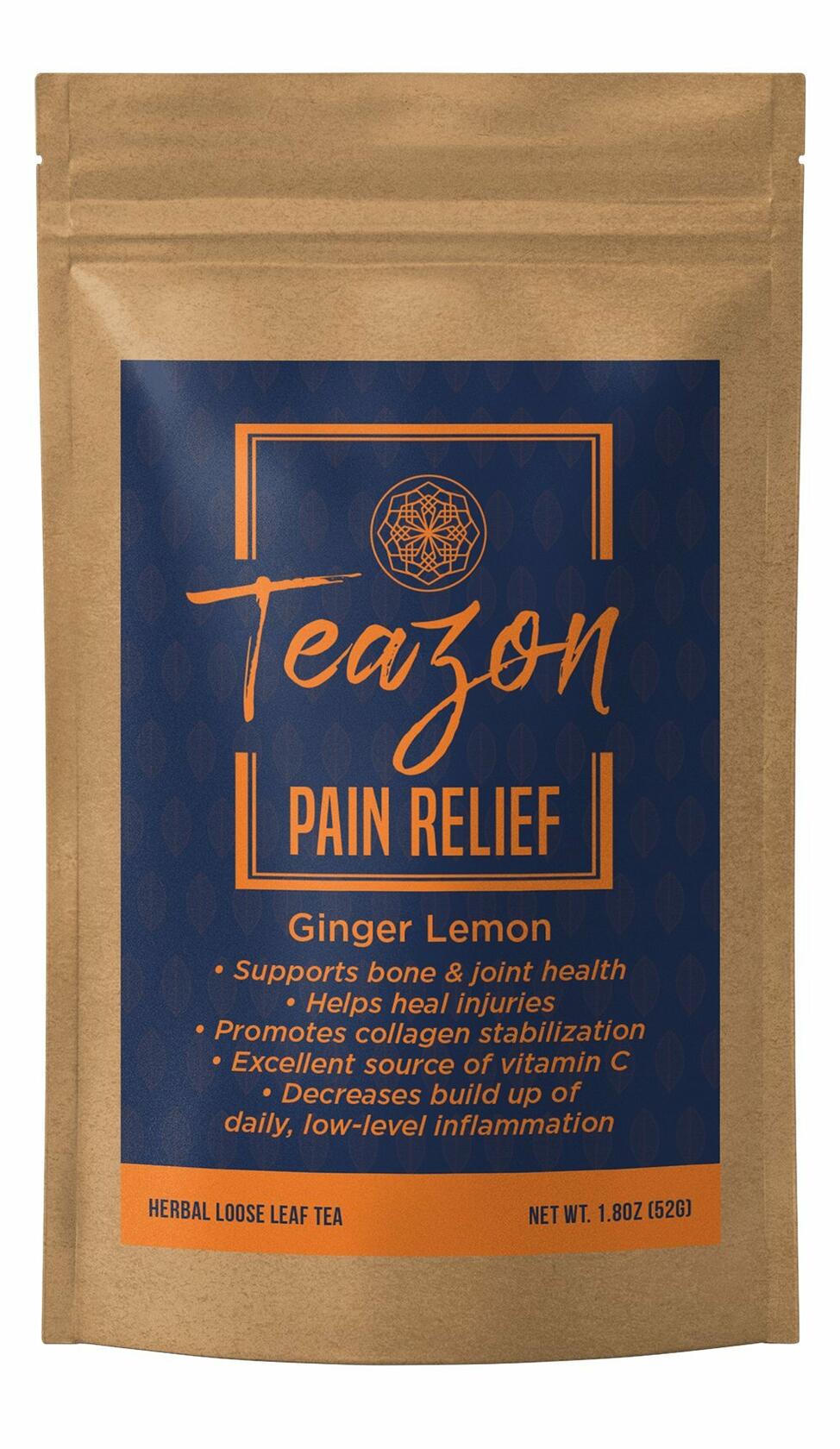 Pain Relief Ginger Lemon for Inflammation Loose Leaf Tea 20 servings (1.8 oz) - EXPIRED 8/2025