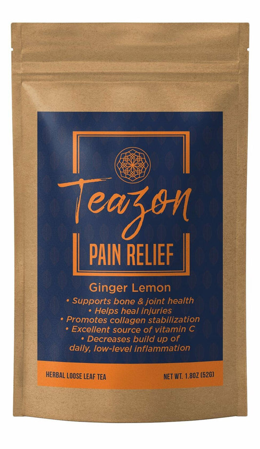 Pain Relief Ginger Lemon for Inflammation Loose Leaf Tea 20 servings (1.8 oz) - EXPIRED 8/2025