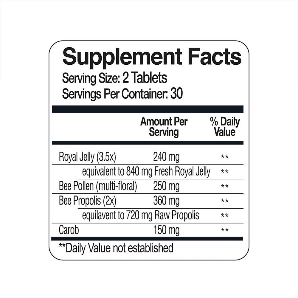 Bee and You Royal Jelly Tablet, Propolis Extract, Bee Pollen, 100% Natural  60ct EXP 12/2026