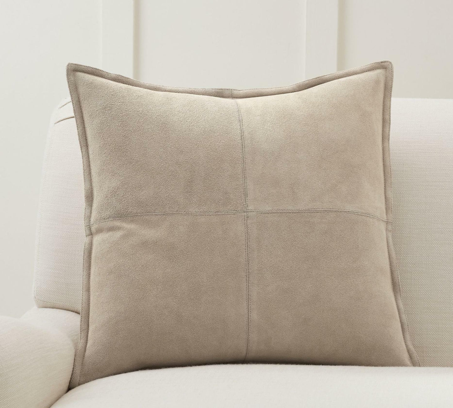 Pottery Barn 1 Pieced Suede Pillow cover & 1 Down Feather Pillow Insert 20"x20"