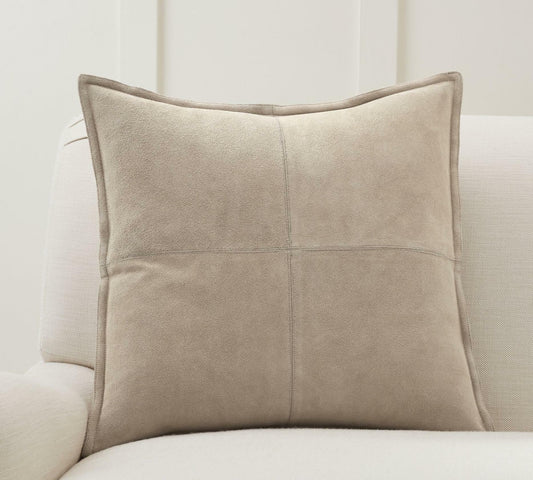 Pottery Barn 1 Pieced Suede Pillow cover & 1 Down Feather Pillow Insert 20"x20"