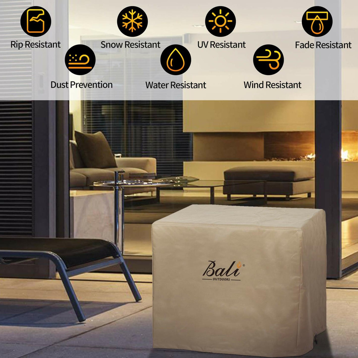 30" Square Patio Fire Pit Table Cover,Heavy Duty,Waterproof Oxford Fabric, Brown