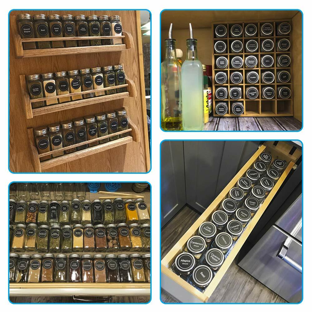 24 Pcs Glass Spice Jars with Labels - 4oz Empty Square, Airtight Metal Caps