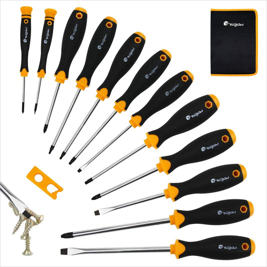 13 Pieces Magnetic Screwdriver Set with canvas Pouch for Storing