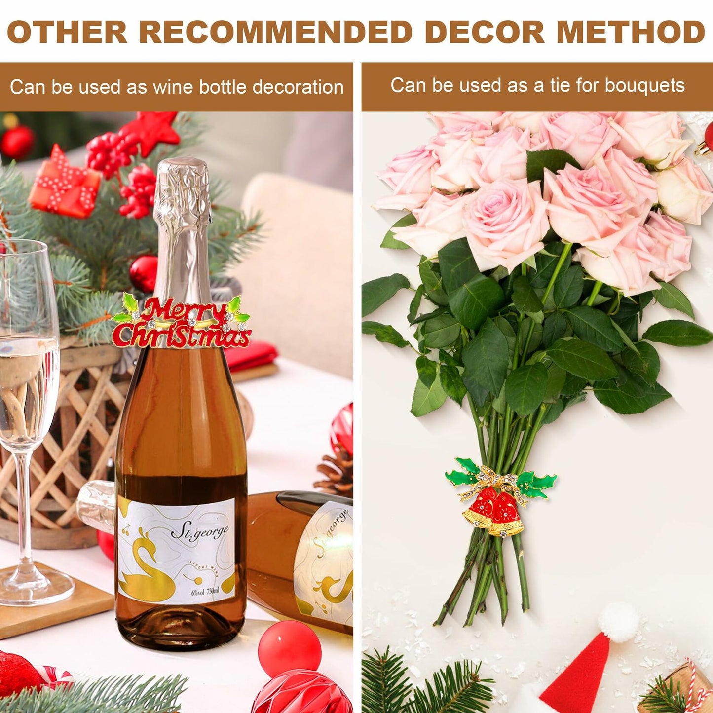 12 pack Gold Christmas Napkin Rings with Bling Various Christmas Napkin Holders