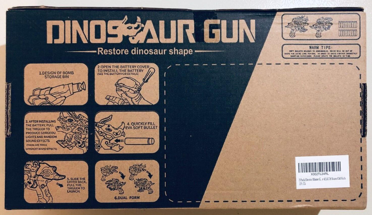 2-pack of Dinosaur Blaster Guns with 20 foam darts
