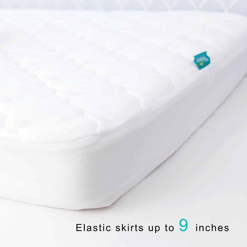 2 Pack Crib Mattress Protector Sheets Fitted Waterproof Quilted, White, 52"x 28"