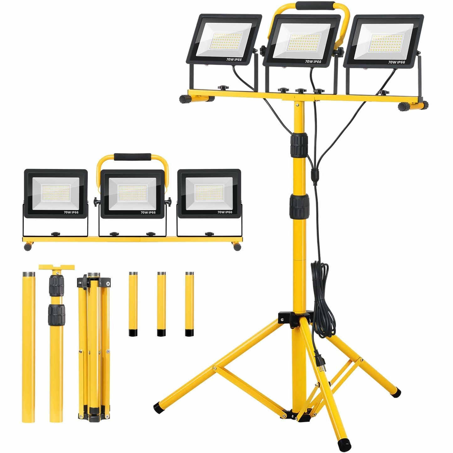 21000Lumen LED Work Lights with Stand - 3 Head Portable Work Light