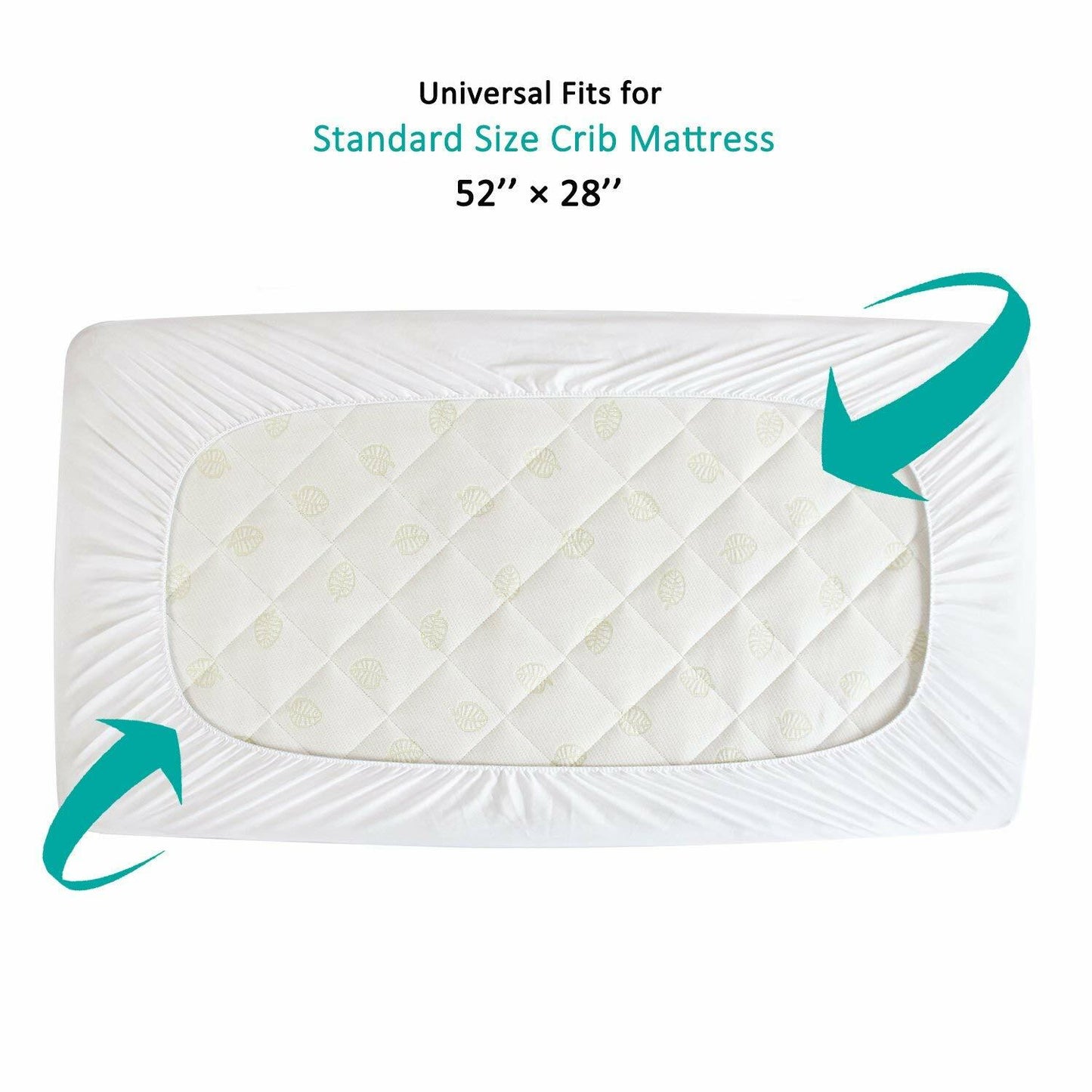 2 Pack Crib Mattress Protector Sheets Fitted Waterproof Quilted, White, 52"x 28"