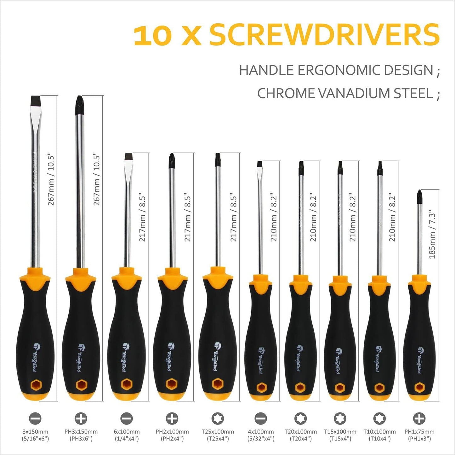 13 Pieces Magnetic Screwdriver Set with canvas Pouch for Storing