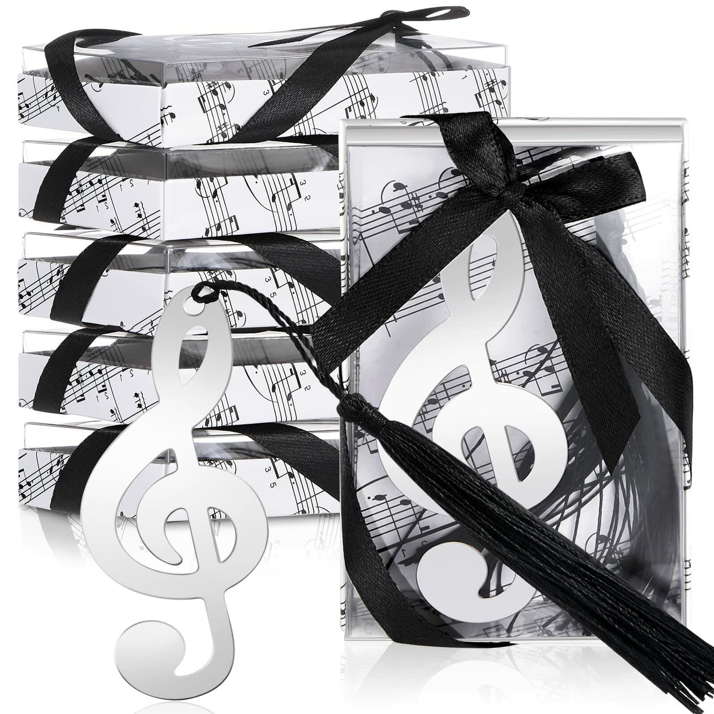 100 Pcs Musical Notes Bookmarks with Elegant Silk Tassel Music Party Favors Gift