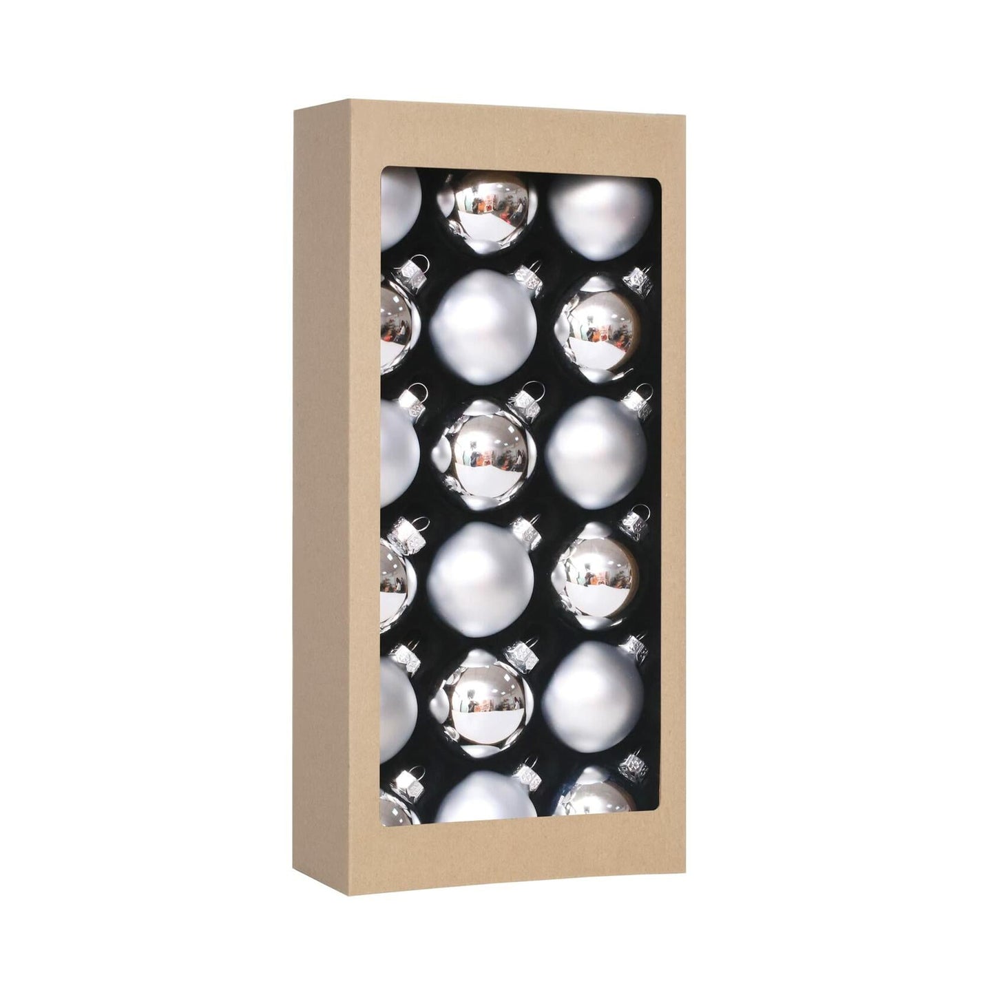 18PCS 1.8inch(45mm) Glass Christmas Ball Ornaments , Decorations, (Silver)