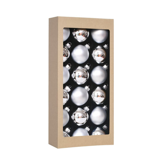 18PCS 1.8inch(45mm) Glass Christmas Ball Ornaments , Decorations, (Silver)