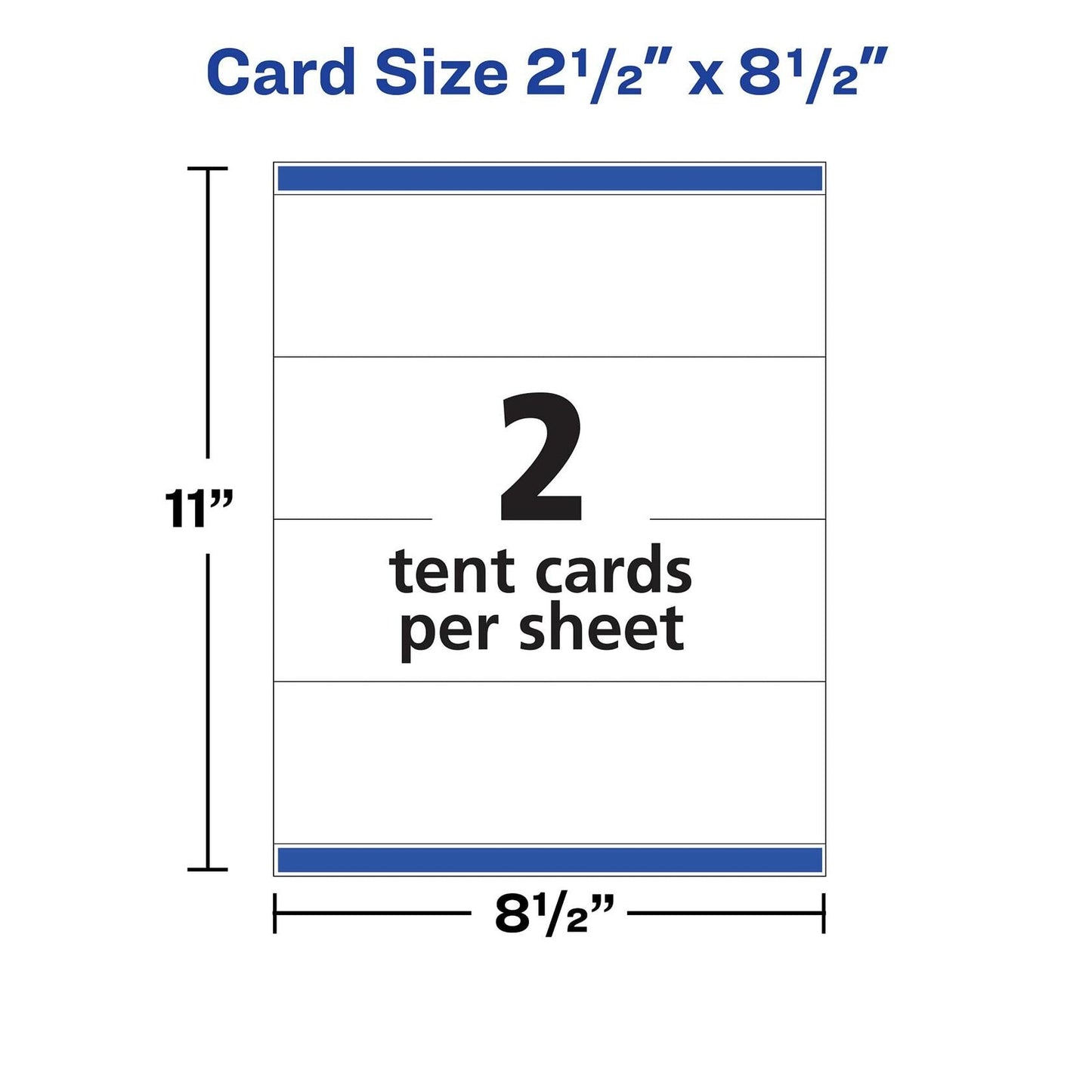 100 Avery Printable Tent Cards, Sure Feed Technology, 2.5" x 8.5", White (05305)