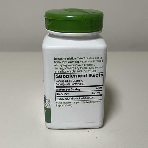 Nature's Way Neem Leaf Traditional Ayurvedic Intestinal Remedy 950 mg, 100 Count EXP 3/28