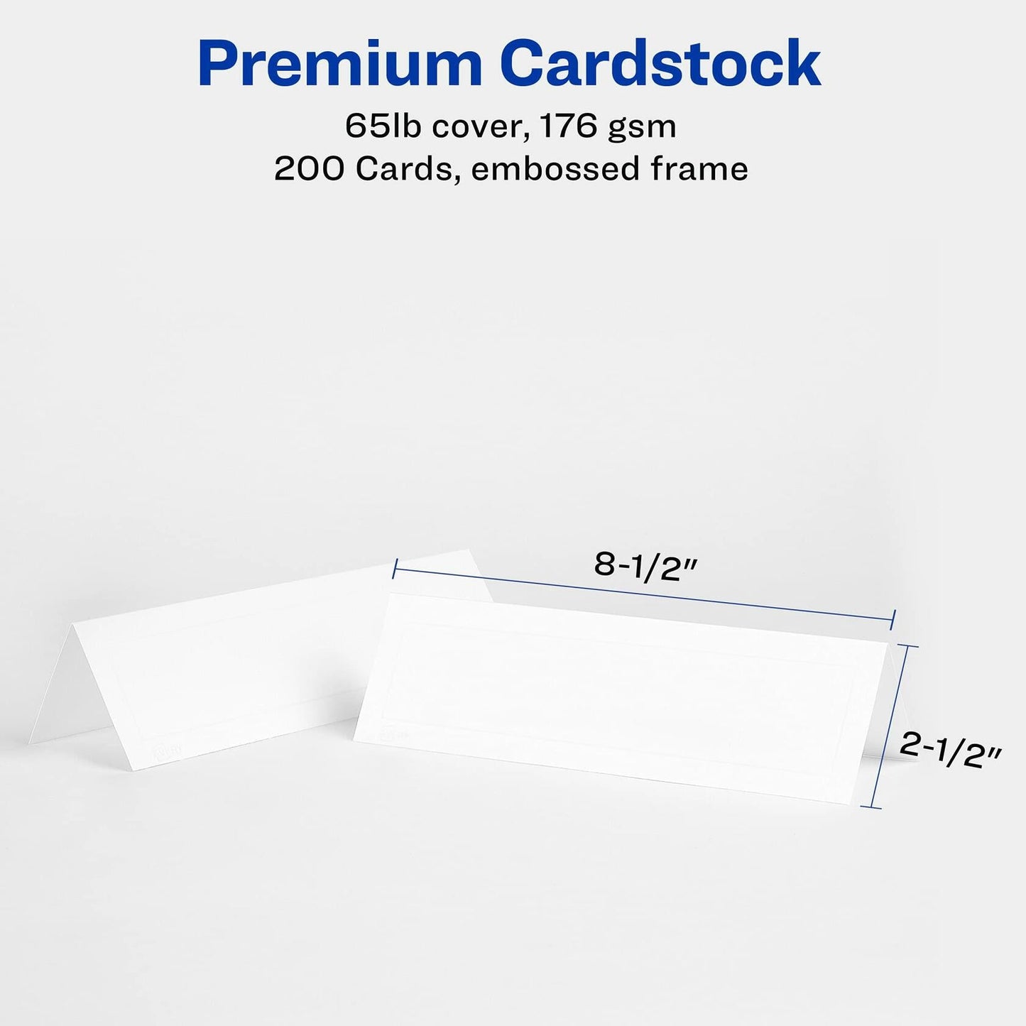 100 Avery Printable Tent Cards, Sure Feed Technology, 2.5" x 8.5", White (05305)
