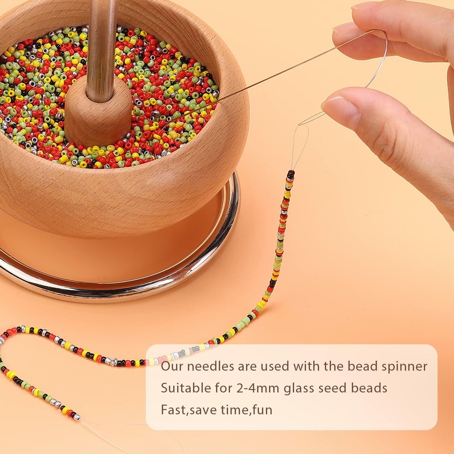 4 Pieces Large Eye Curved Beading Needles with Handle,5.3" Stainless Bead Needle