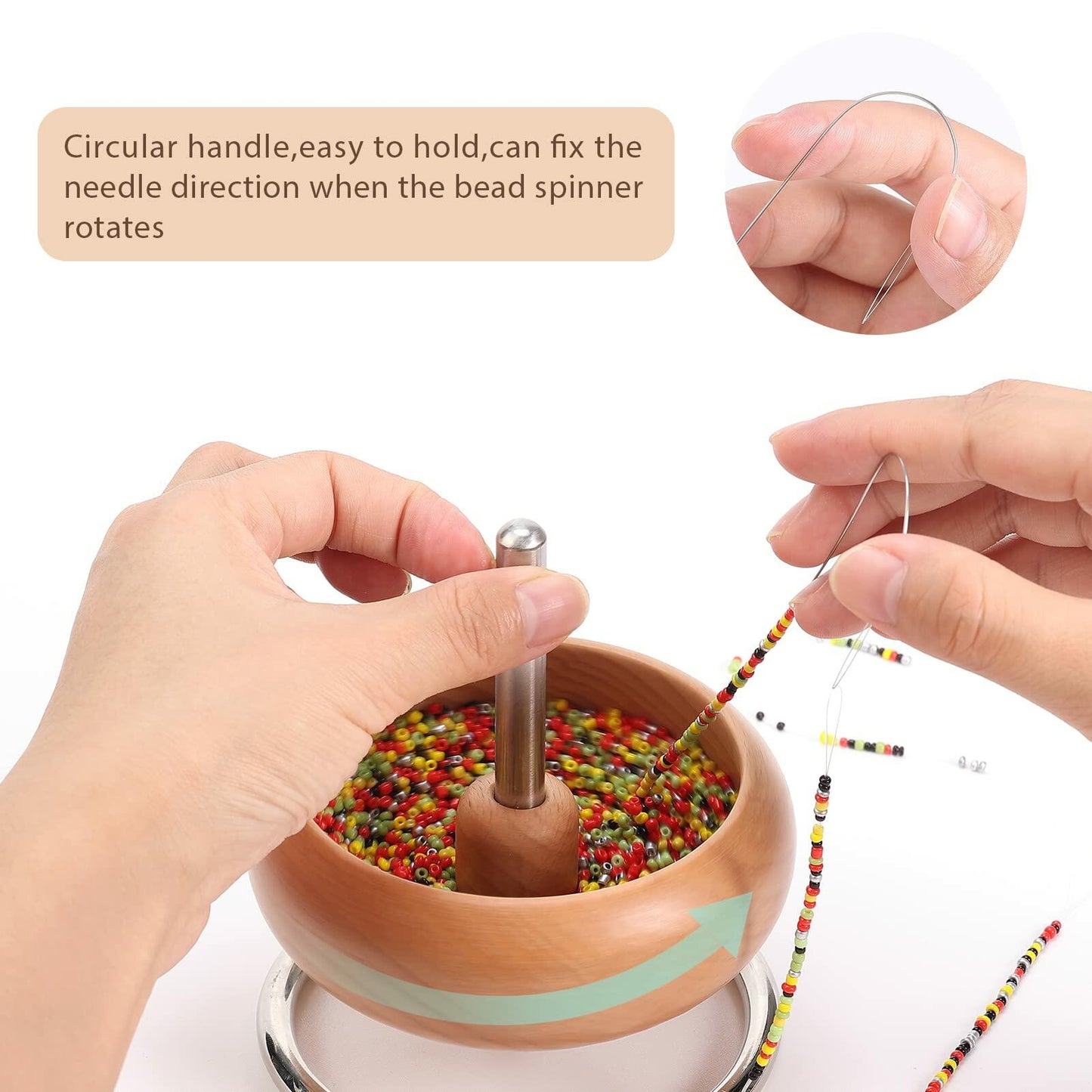 4 Pieces Large Eye Curved Beading Needles with Handle,5.3" Stainless Bead Needle